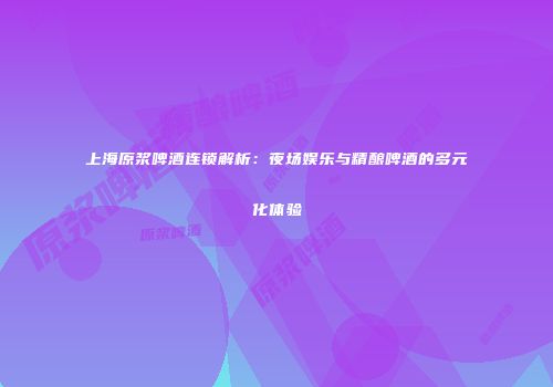 上海原浆啤酒连锁解析：夜场娱乐与精酿啤酒的多元化体验