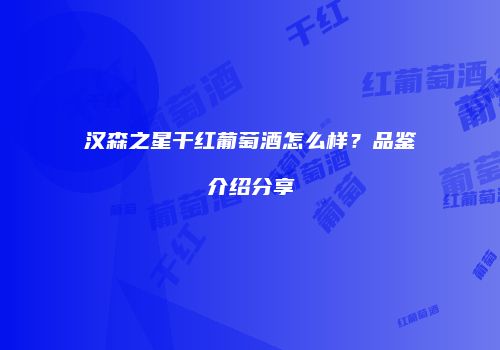 汉森之星干红葡萄酒怎么样？品鉴介绍分享