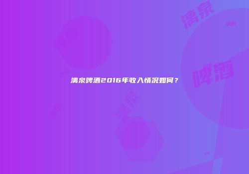 漓泉啤酒2016年收入情况如何？