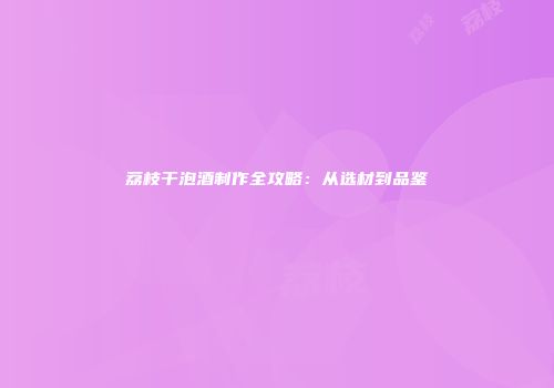 荔枝干泡酒制作全攻略：从选材到品鉴