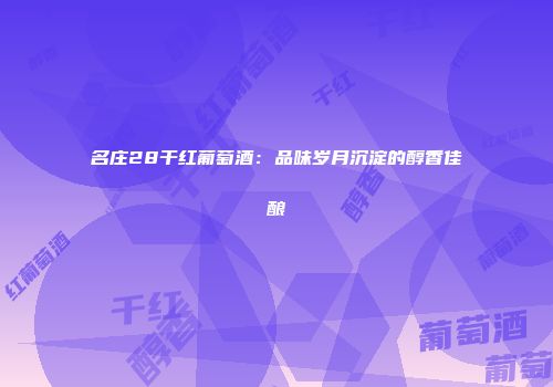 名庄28干红葡萄酒：品味岁月沉淀的醇香佳酿