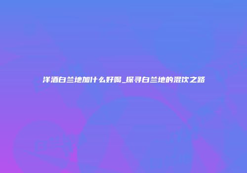 洋酒白兰地加什么好喝_探寻白兰地的混饮之路