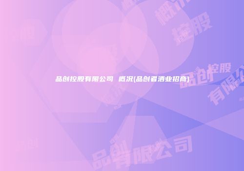 品创控股有限公司 概况(品创者酒业招商)