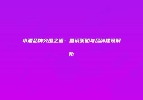 小酒品牌突围之道：营销策略与品牌建设解析