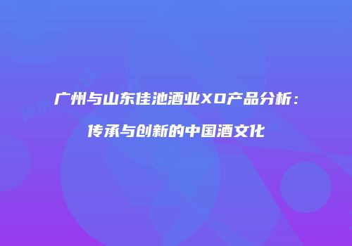 广州与山东佳池酒业XO产品分析：传承与创新的中国酒文化