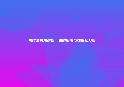 黑啤酒价格解析：选购指南与性价比分析