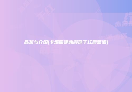 品鉴与介绍(卡塔丽娜赤霞珠干红葡萄酒)