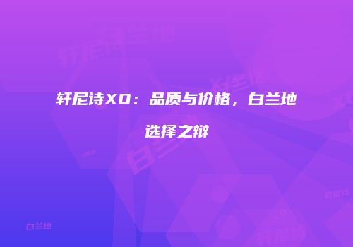 轩尼诗XO：品质与价格，白兰地选择之辩