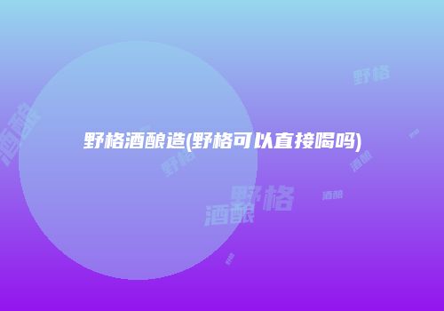 野格酒酿造(野格可以直接喝吗)