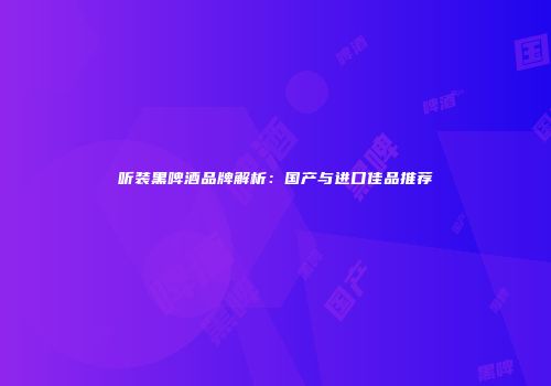听装黑啤酒品牌解析：国产与进口佳品推荐