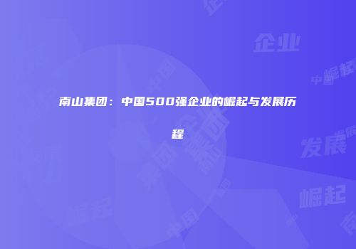 南山集团：中国500强企业的崛起与发展历程