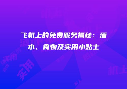 飞机上的免费服务揭秘：酒水、食物及实用小贴士