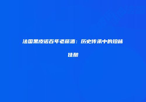 法国黑皮诺百年老藤酒：历史传承中的珍稀佳酿