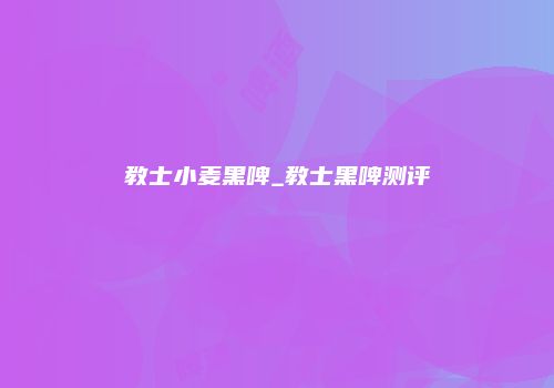 教士小麦黑啤_教士黑啤测评