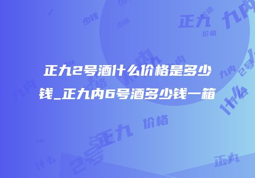 正九2号酒什么价格是多少钱_正九内6号酒多少钱一箱
