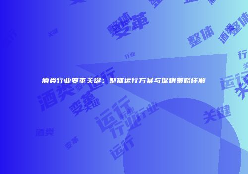 酒类行业变革关键：整体运行方案与促销策略详解