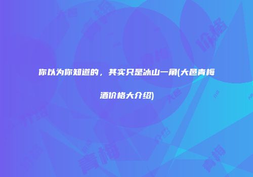 你以为你知道的，其实只是冰山一角(大邑青梅酒价格大介绍)