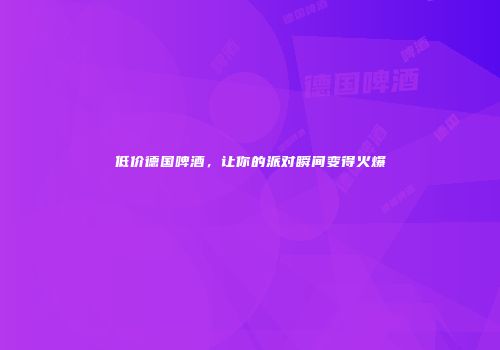低价德国啤酒，让你的派对瞬间变得火爆