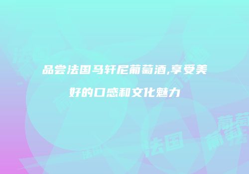 品尝法国马轩尼葡萄酒,享受美好的口感和文化魅力