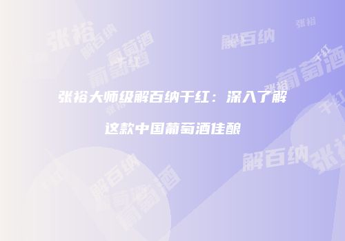 张裕大师级解百纳干红：深入了解这款中国葡萄酒佳酿