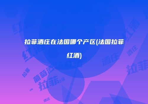 拉菲酒庄在法国哪个产区(法国拉菲红酒)