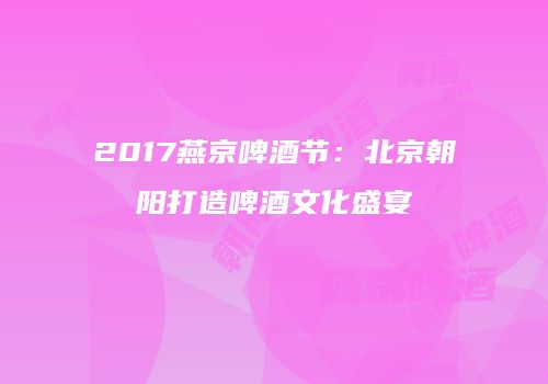 2017燕京啤酒节：北京朝阳打造啤酒文化盛宴