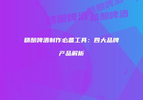 精酿啤酒制作必备工具：四大品牌产品解析