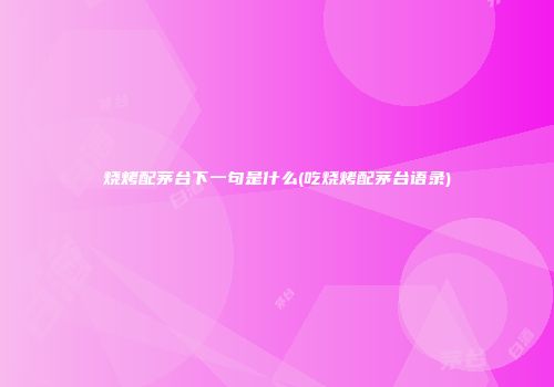 烧烤配茅台下一句是什么(吃烧烤配茅台语录)
