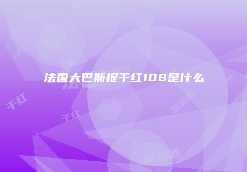 法国大巴斯提干红108是什么