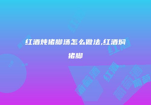 红酒炖猪脚汤怎么做法,红酒焖猪脚