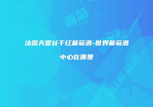法国天堂谷干红葡萄酒-世界葡萄酒中心在哪里
