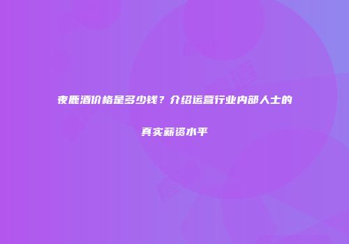 夜鹿酒价格是多少钱？介绍运营行业内部人士的真实薪资水平