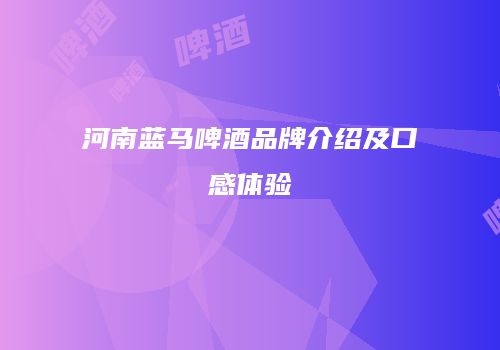 河南蓝马啤酒品牌介绍及口感体验