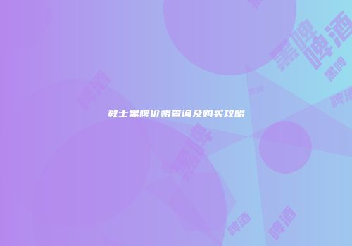 教士黑啤价格查询及购买攻略