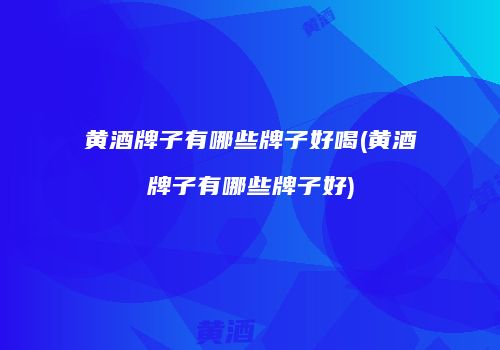 黄酒牌子有哪些牌子好喝(黄酒牌子有哪些牌子好)