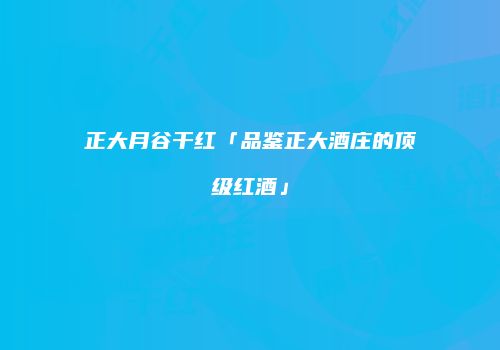 正大月谷干红「品鉴正大酒庄的顶级红酒」