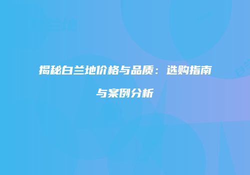 揭秘白兰地价格与品质：选购指南与案例分析