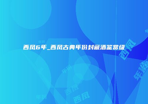 西凤6年_西凤古典年份封藏酒鉴赏级
