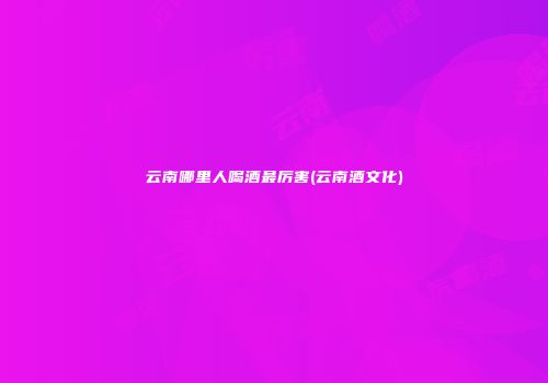 云南哪里人喝酒最厉害(云南酒文化)