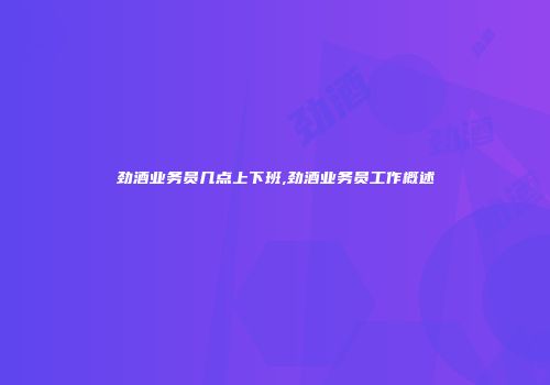 劲酒业务员几点上下班,劲酒业务员工作概述