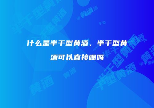 什么是半干型黄酒，半干型黄酒可以直接喝吗