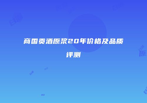 商国贡酒原浆20年价格及品质评测