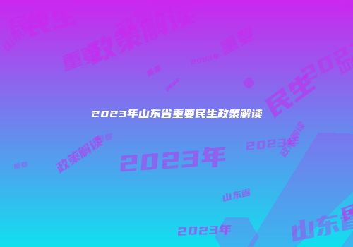 2023年山东省重要民生政策解读