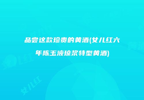 品尝这款珍贵的黄酒(女儿红六年陈玉液琼浆特型黄酒)