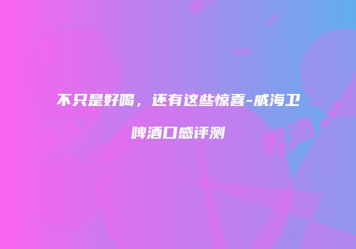 不只是好喝，还有这些惊喜-威海卫啤酒口感评测