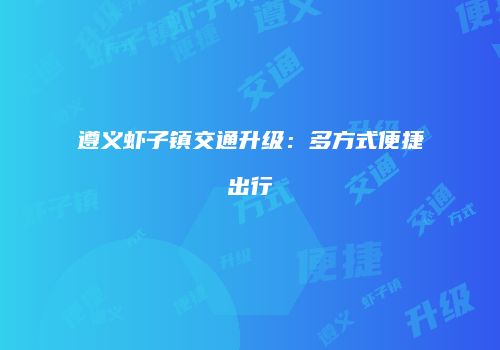 遵义虾子镇交通升级：多方式便捷出行