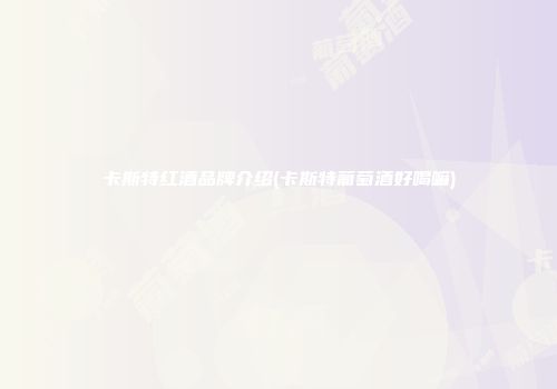 卡斯特红酒品牌介绍(卡斯特葡萄酒好喝嘛)