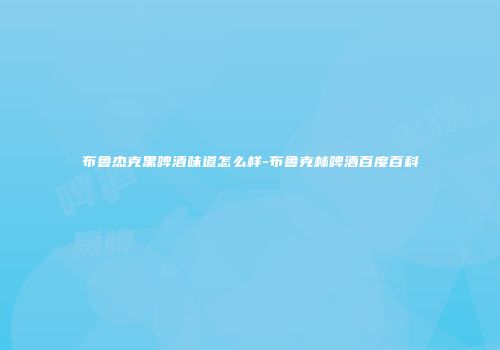 布鲁杰克黑啤酒味道怎么样-布鲁克林啤酒百度百科