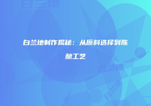 白兰地制作揭秘：从原料选择到陈酿工艺