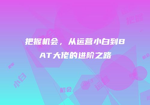 把握机会，从运营小白到BAT大佬的进阶之路